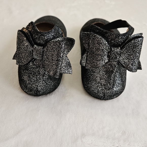 Mommy Silver Black Metallic Bow Back Ballet Flats Slip ons size 40 (8.5-9 US) - Picture 5 of 7